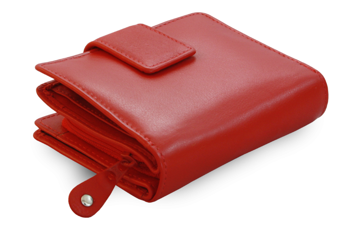 Červená dámska kožená peňaženka so zápinkou 511-5937-31