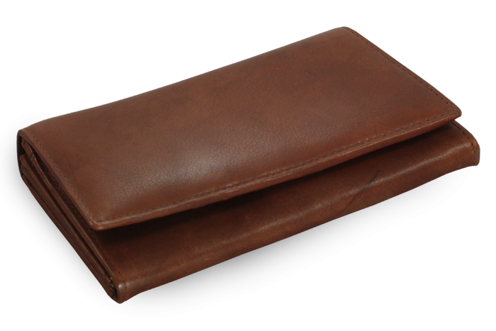 Tmavo hnedá dámska listová kožená peňaženka s poklopom 511-7233-47